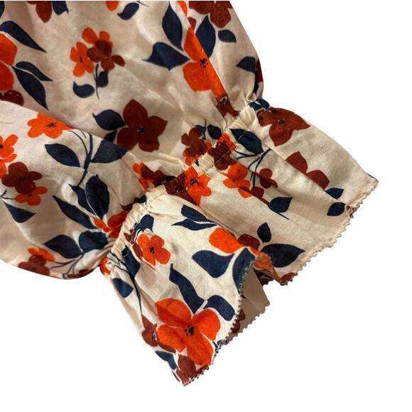 Elizabeth and James Floral Boho Cotton Blouse Smocked Top S - Picture 5 of 10